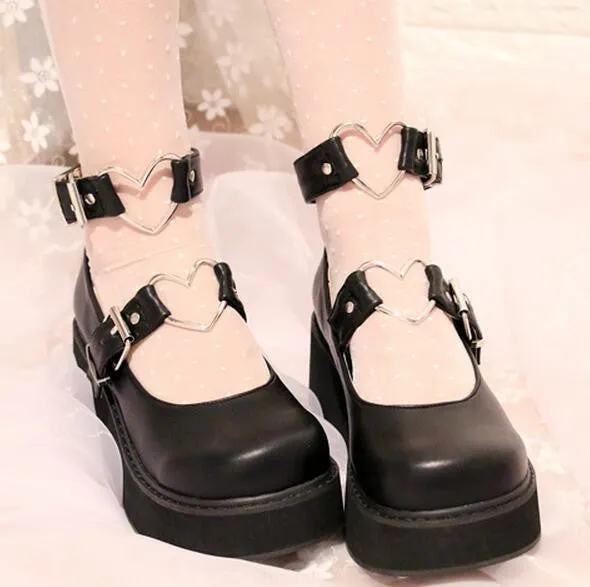 Heart Buckle Wedge Shoes