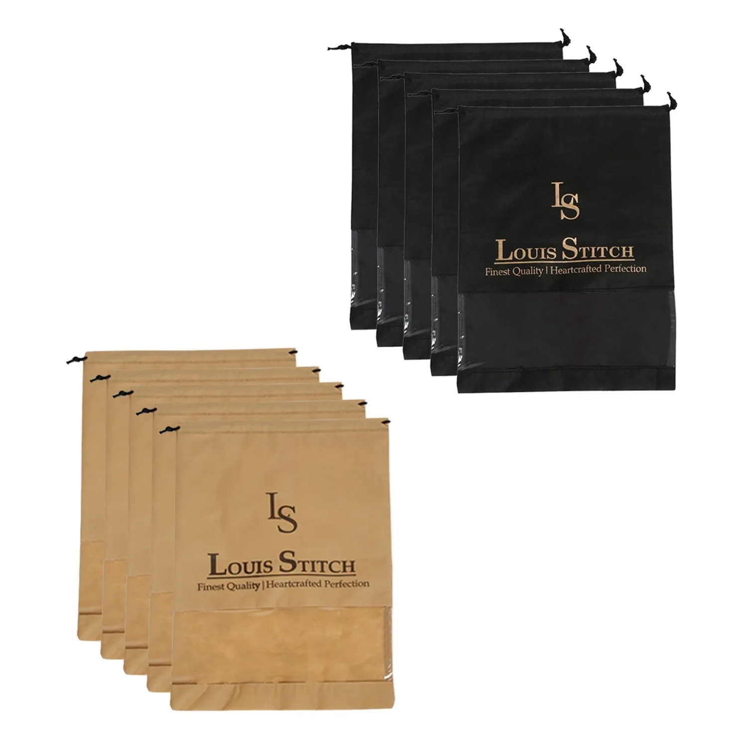 Non Woven Shoe Bag Pack Of  10 Black & Beige See Thru