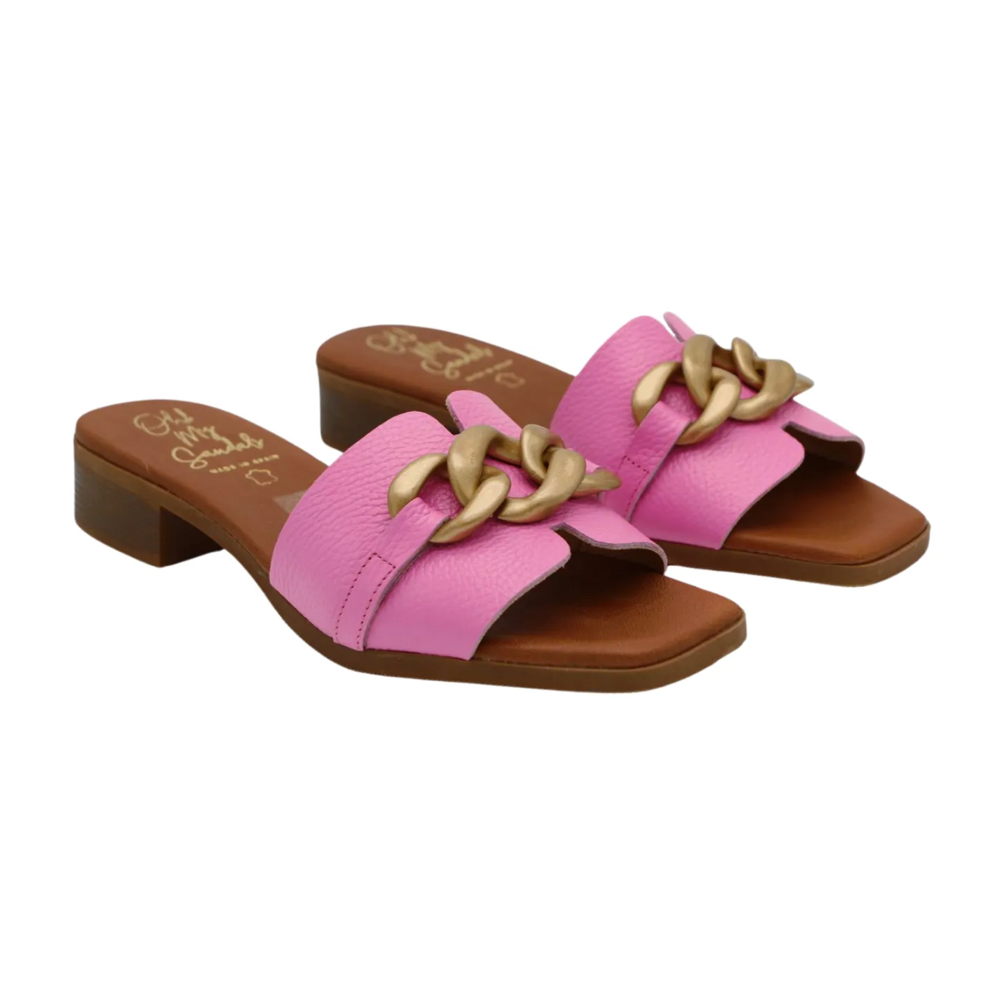 OH MY SANDALS Pink  Leather Slider Sandal 5348