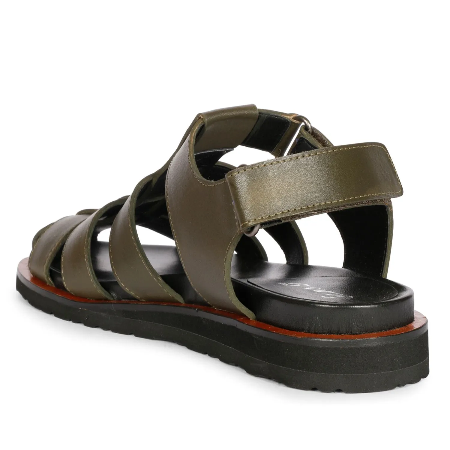 Saint Neive Khaki  Studded Strappy Sandals