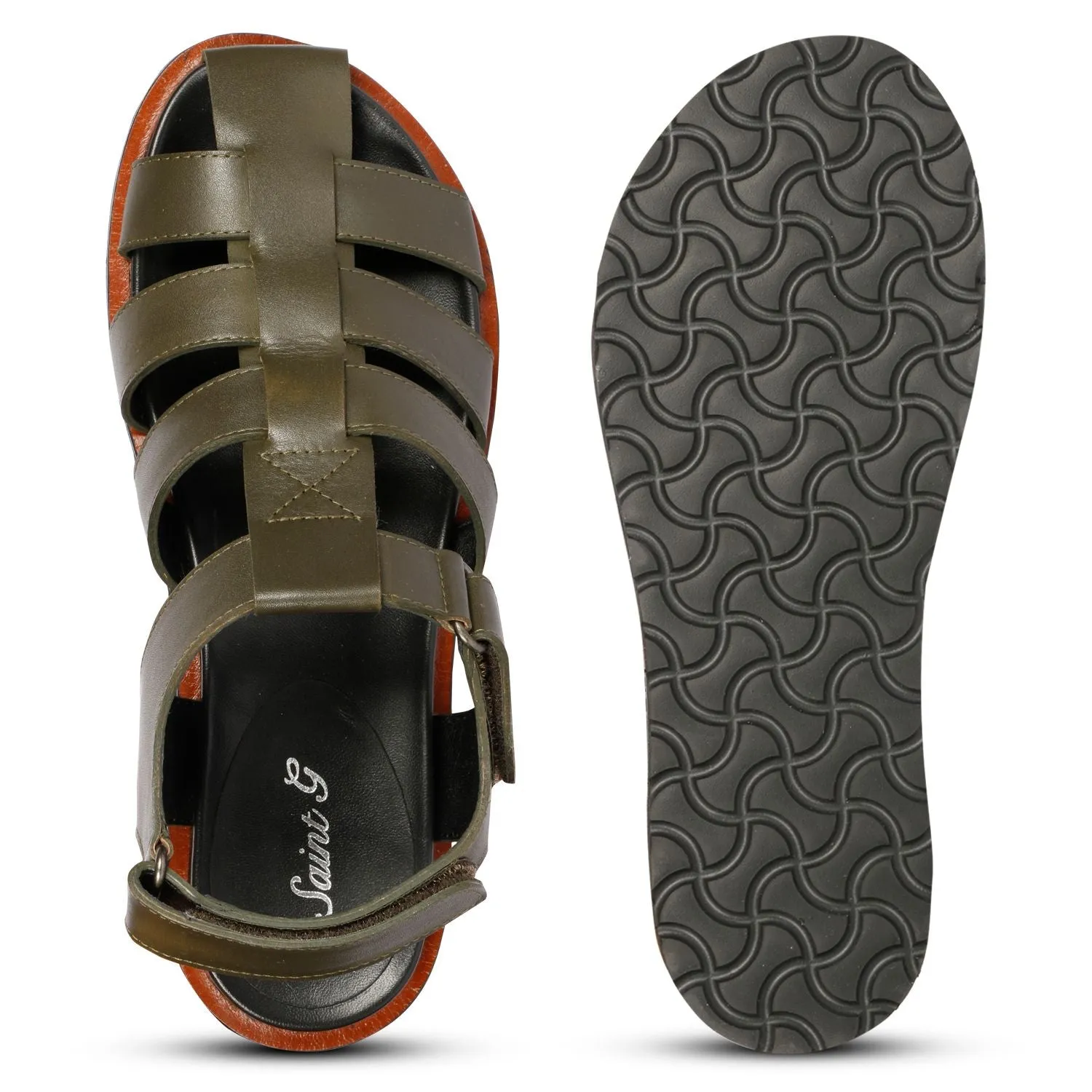 Saint Neive Khaki  Studded Strappy Sandals