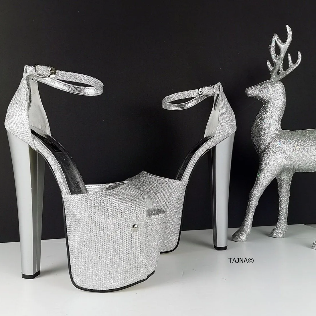 Silver Shine High Heel Shoes