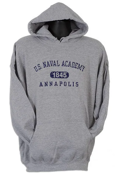 SWNA03G3 HOODED SWEATSHIRT USNA Distressed Sport GREY