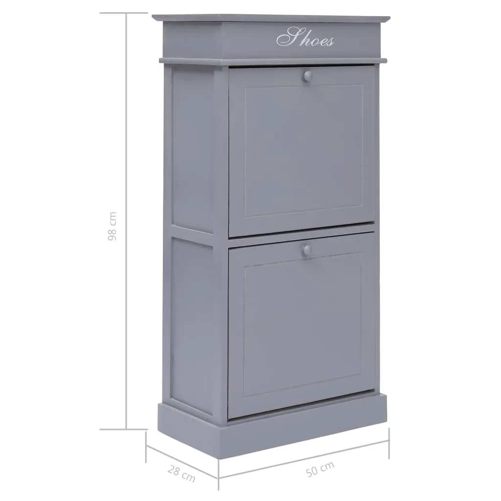 vidaXL Shoe Cabinet Grey 50x28x98 cm Paulownia Wood